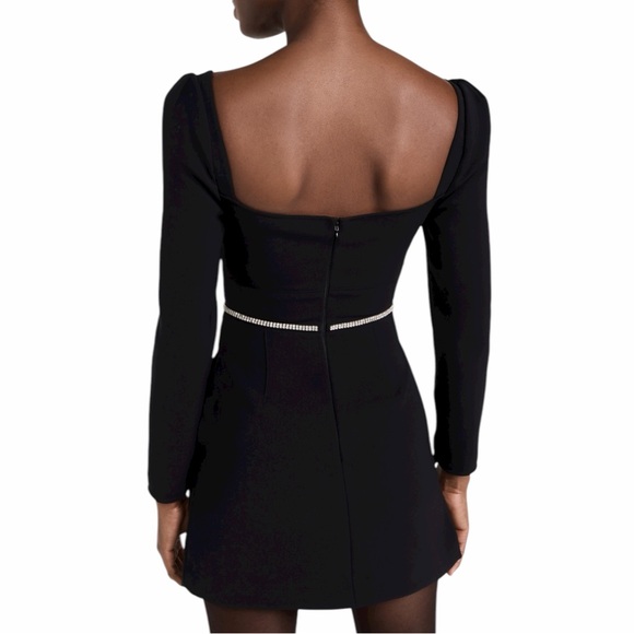 Self Portrait Black Crepe Diamante Detail Mini Dress, Size 8 - Picture 4 of 13